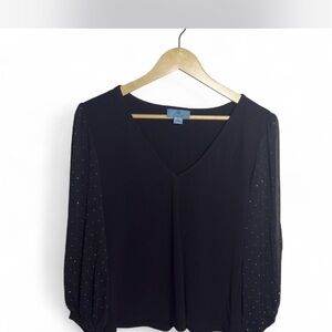 CeCe Black Crop Relaxed Blouse